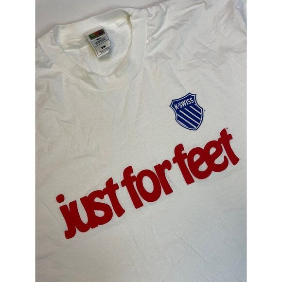 VINTAGE Just For Feet Promo Graphic T-shirt Men XL White Short Sleeve - Picture 2 of 5